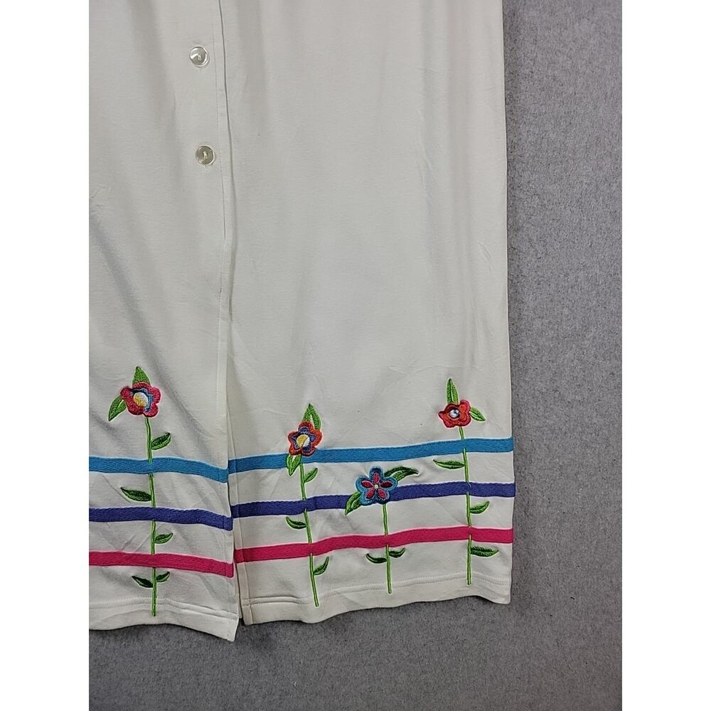 Bechamel 100% Cotton White Floral Embroidered Pull On Maxi Skirt Women's Large - Picture 5 of 10